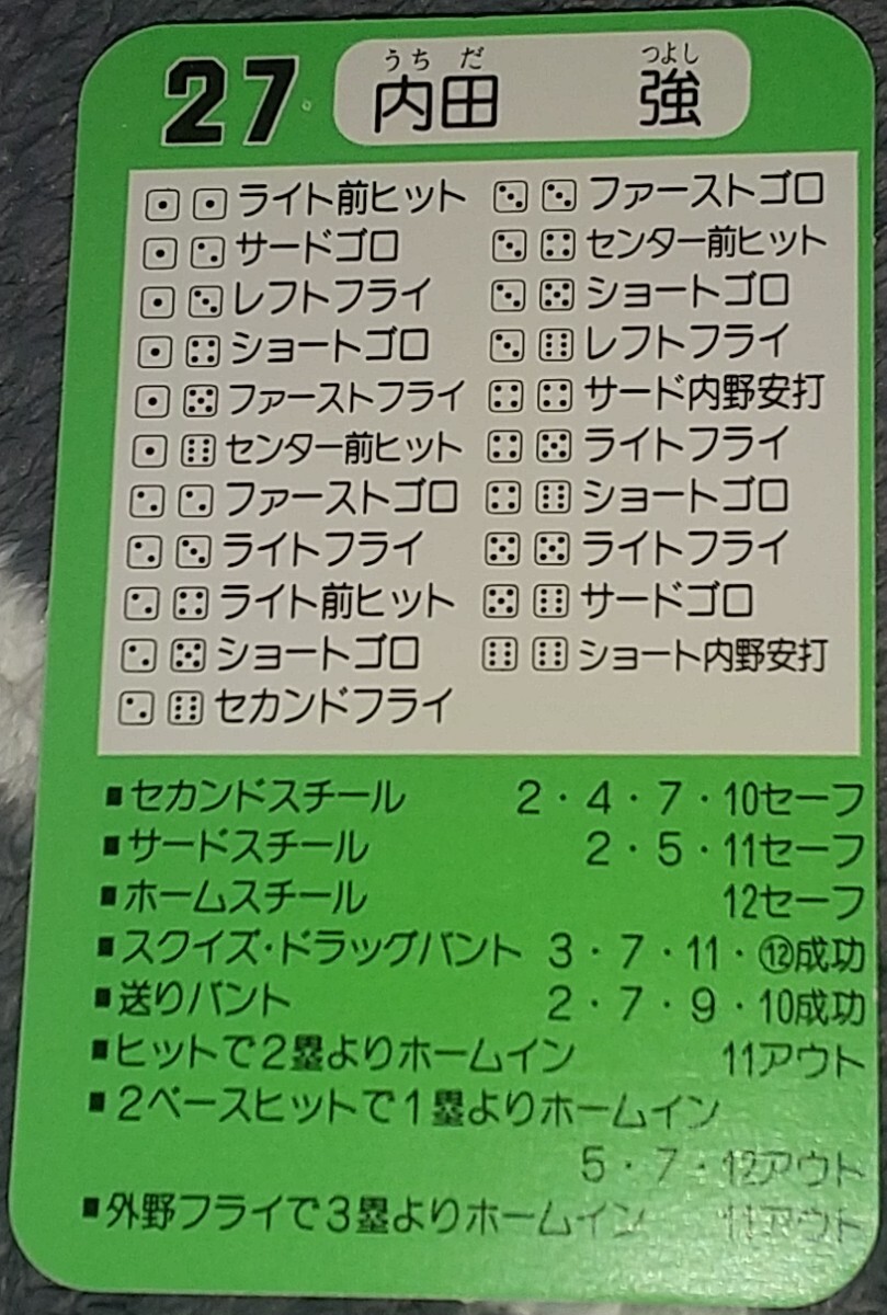 タカラプロ野球カードゲーム昭和６２年度中日ドラゴンズ 内田強の画像2
