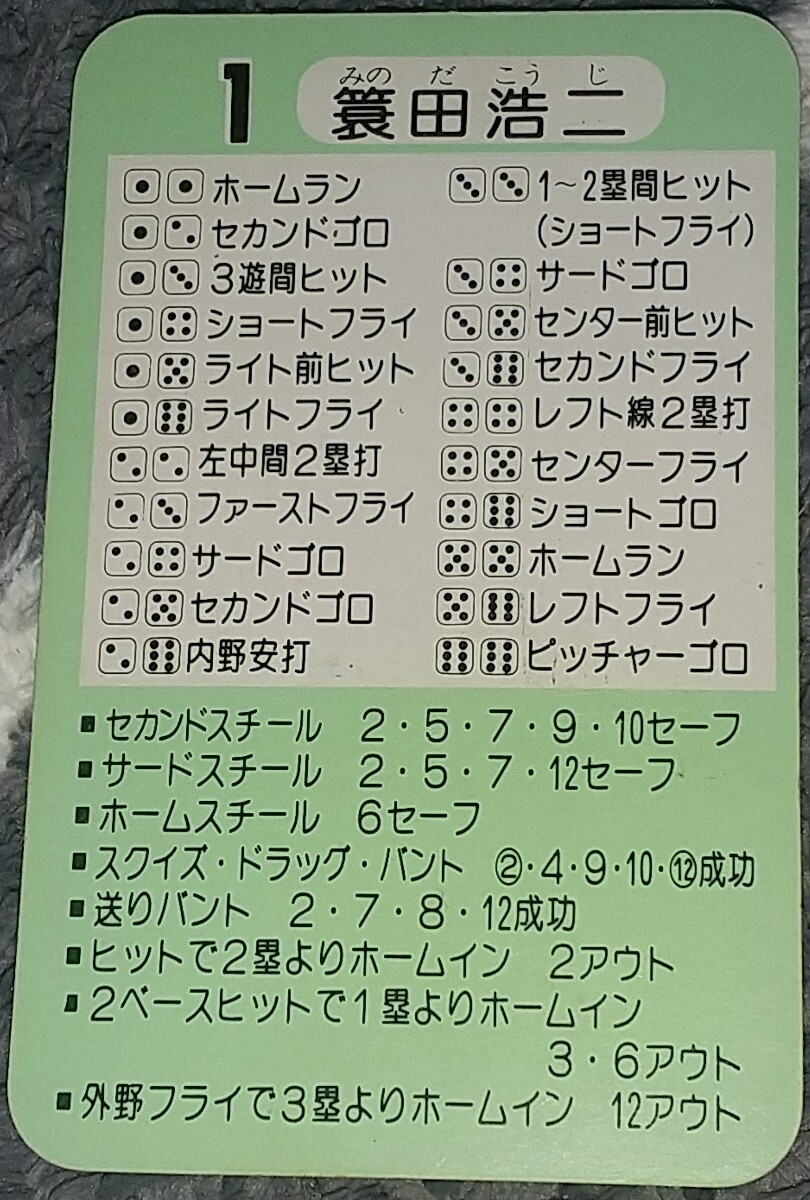 タカラプロ野球カードゲーム昭和５７年度阪急ブレーブス 蓑田浩二_画像2