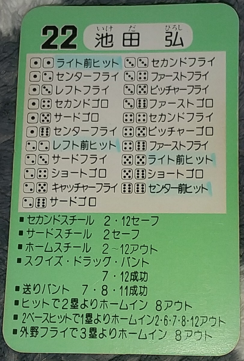 タカラプロ野球カードゲーム昭和５６年度横浜大洋ホエールズ 池田弘の画像2