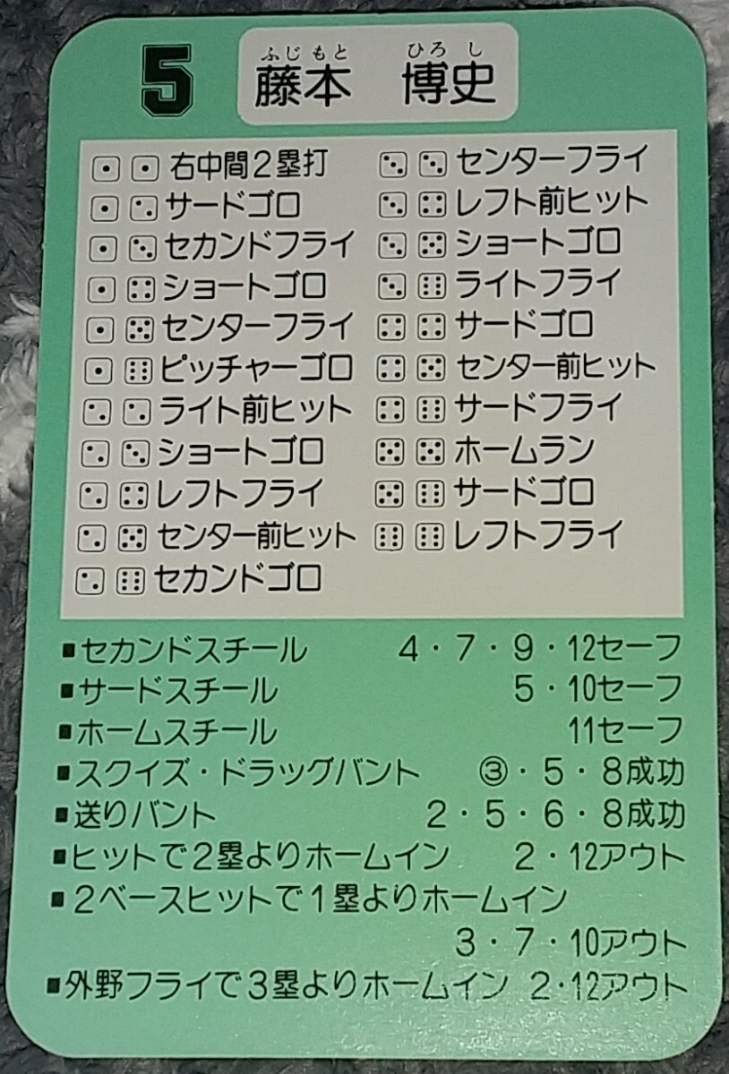 タカラプロ野球カードゲーム９０福岡ダイエーホークス 藤本博史_画像2