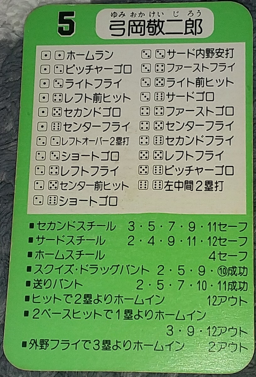 タカラプロ野球カードゲーム昭和６２年度阪急ブレーブス 弓岡敬二郎_画像2