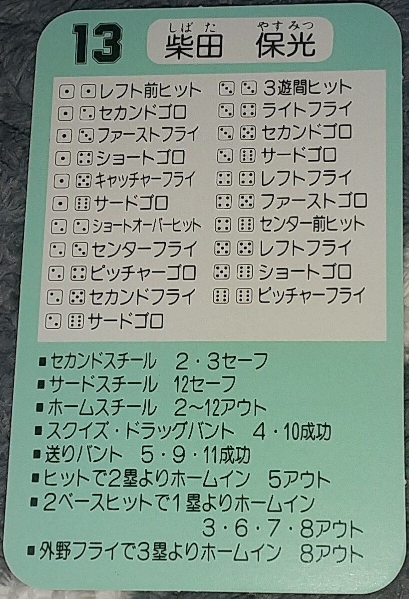 タカラプロ野球カードゲーム昭和６０年度日本ハムファイターズ 柴田保光_画像2