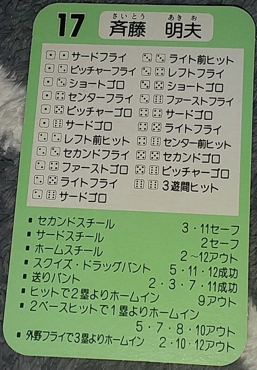 タカラプロ野球カードゲーム昭和６１年度横浜大洋ホエールズ 斉藤明夫の画像2