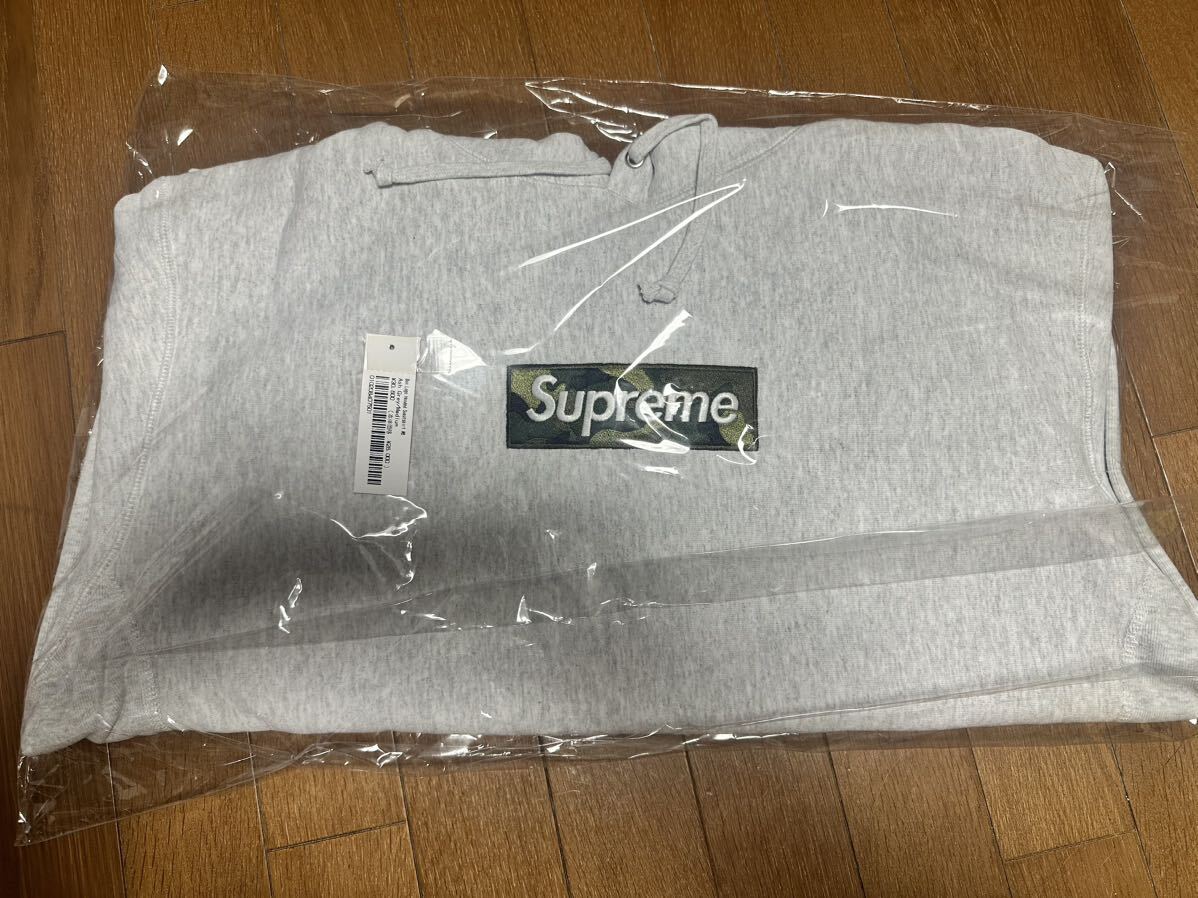 23AW Supreme Box Logo Hooded Sweatshirt Ash Grey medium Mサイズ Camouflage Box Logoカモフラージュ 新品未使用品_画像1