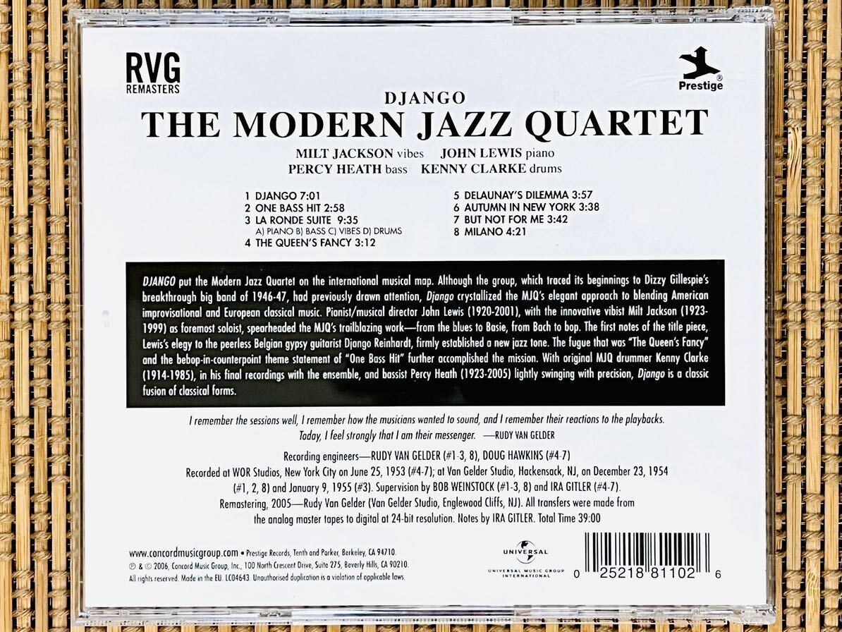 THE MODERN JAZZ QUARTET／DJANGO／CONCORD MUSIC (PRESTIGE) 0025218811026／EU盤CD／モダン・ジャズ・カルテット／中古盤_画像2