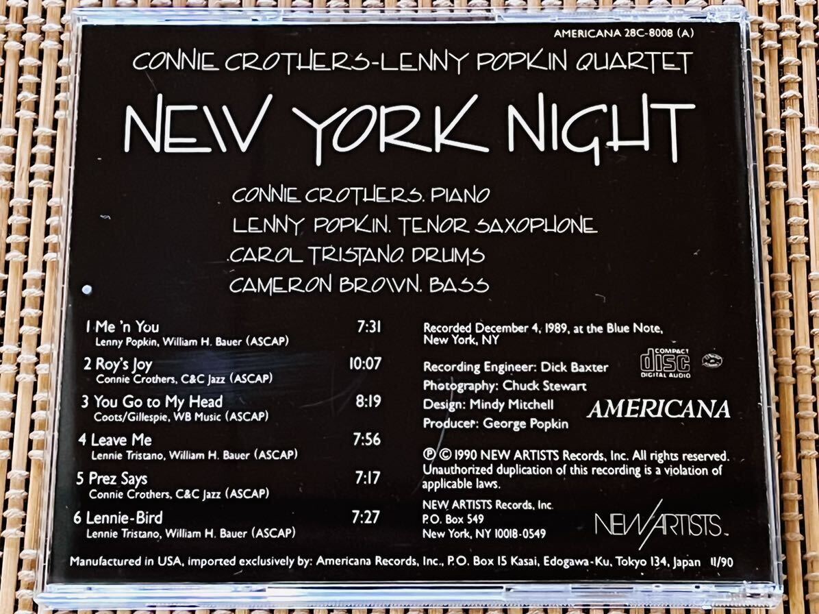 CONNIE CROTHERS = LENNY POPKIN QUARTET／NEW YORK NIGHT／AMERICANA (NEW ARTIST RECORDS 28C-8008(A)／米盤CD／C.クローザース／中古盤_画像2