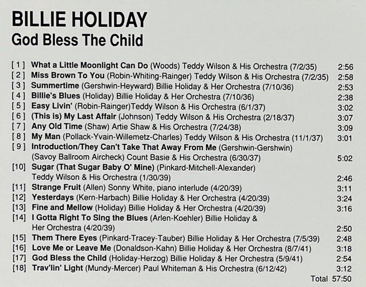 BILLIE HOLIDAY／GOD BLESS THE CHILD／INTERSOUND CDD-3421／米盤CD／ビリー・ホリデイ／中古盤の画像4
