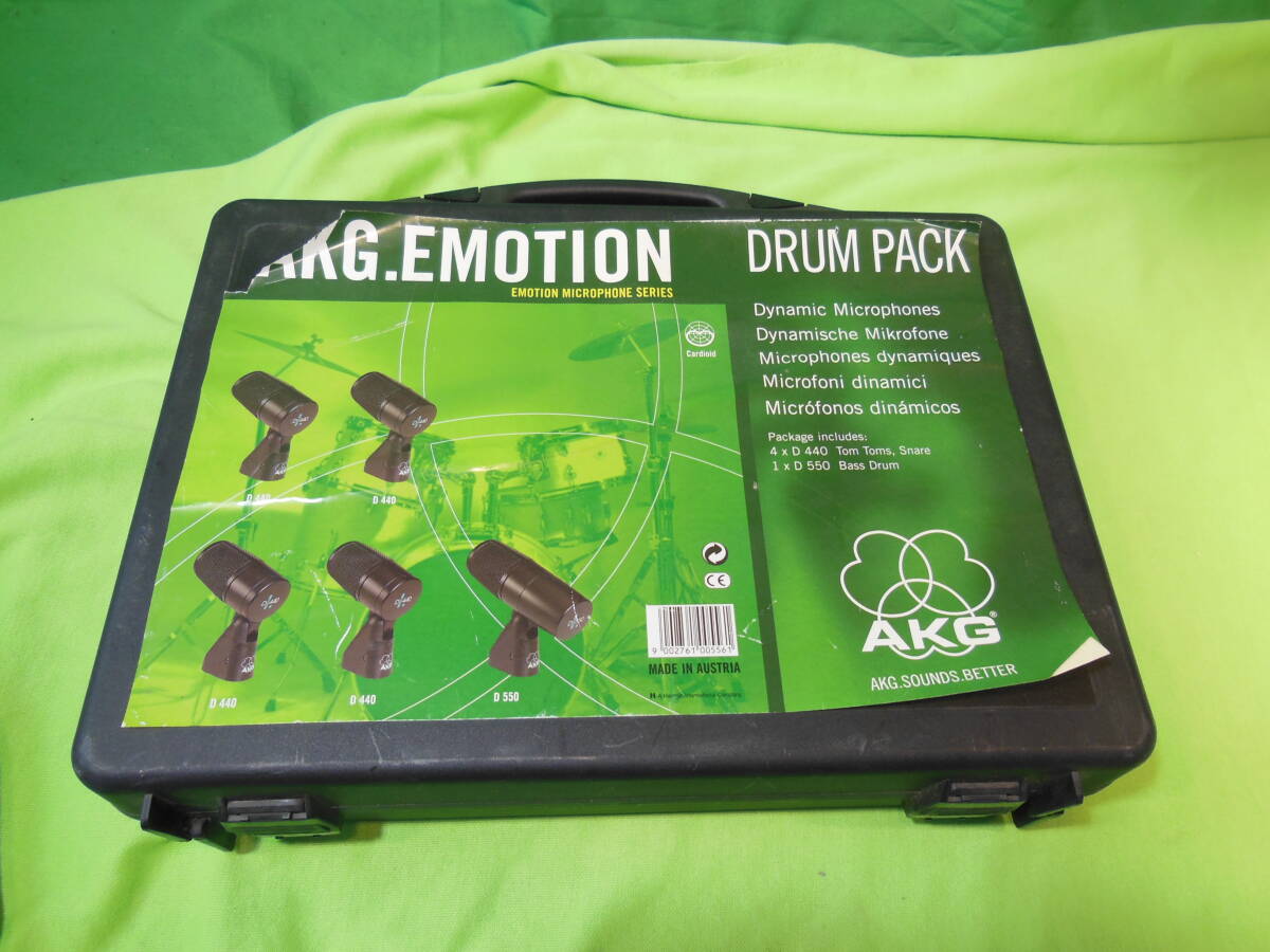 hf240301-009B6 AKG Emotion Drum set ドラムマイクセット 音出し確認済み 中古 ケース付き PA機器 音響機器 音楽 コンデンサーマイク