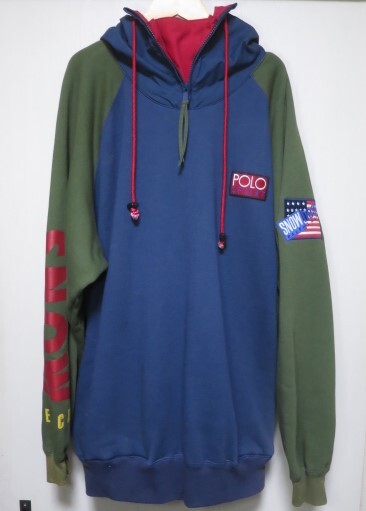 90s Polo Ralph Lauren Snow Beach sweat foody XL vintage original 92 93 SPORT ラルフローレン パーカー ビンテージ の画像10