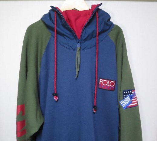 90s Polo Ralph Lauren Snow Beach sweat foody XL vintage original 92 93 SPORT ラルフローレン パーカー ビンテージ の画像9