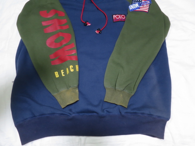 90s Polo Ralph Lauren Snow Beach sweat foody XL vintage original 92 93  SPORT ラルフローレン パーカー ビンテージ