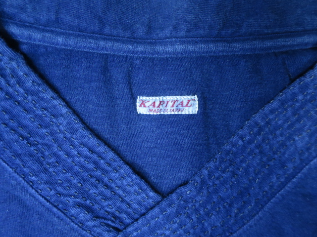 KAPITAL キャピタル インディゴ ポケット Tシャツ 2 サイズ M 刺し子 _画像3