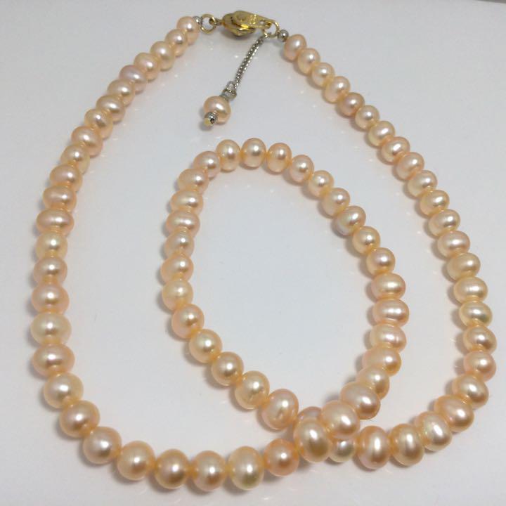 最新作真珠淡水パールネックレス可愛いベビーパール5-6mm上品な的人気柄天然色オレンジ系【買い得品現品限定】