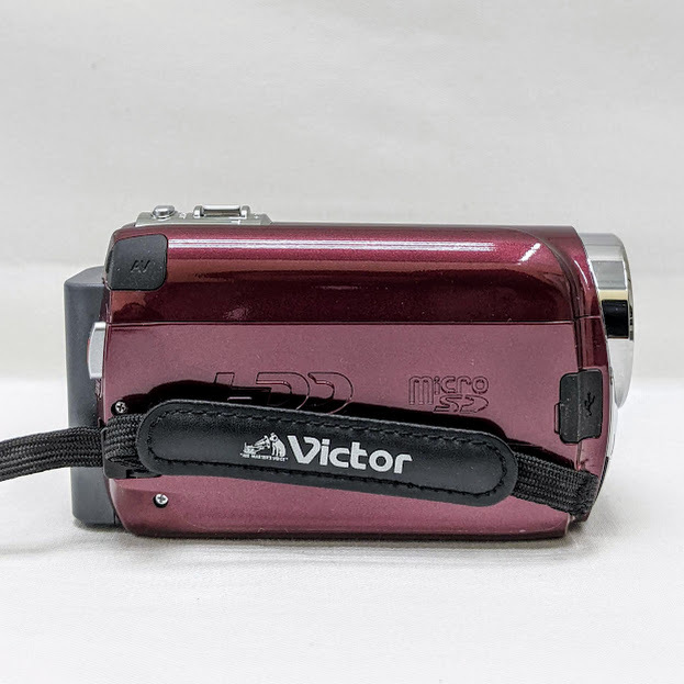 【11120】Victor ビクター Everio エブリオ GZ-MG650-R ボディ 本体 ボルドー/赤 簡易動作確認済 充電アダプター付 デジタルビデオカメラ_画像3