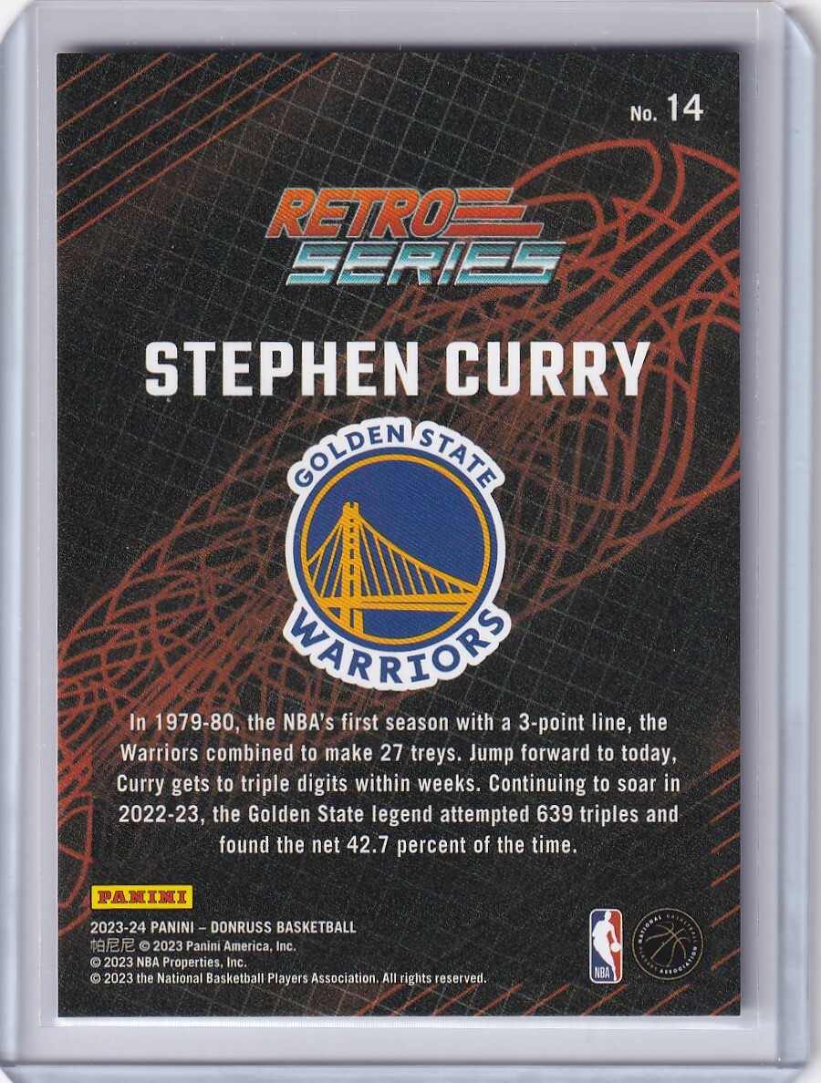 [99枚限定] NBAカード 2023-24 Donruss Basketball Stephen Curry Retro Series Holo Laser /99 Warriorsの画像2