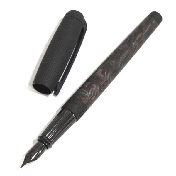 デュポン S.T.DUPONT 410397L ファイアリーラーバ カーボン 万年筆 M字 新品 定価25万! マグマ火山溶岩