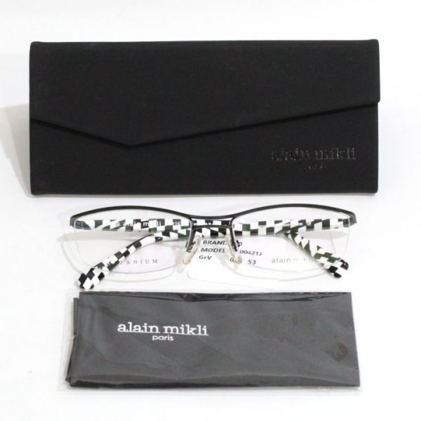 アランミクリ Alain Mikli A00421J 030 チタン ハープリム 眼鏡／メガネフレーム フラッグチェック 新品 日本製_画像7
