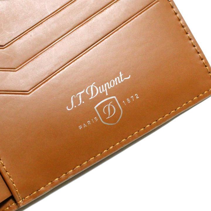 デュポン S.T.Dupont 170501 高級本革 パンチングレザー 二つ折り財布 (キャメル) 定価3.1万 新品_画像5