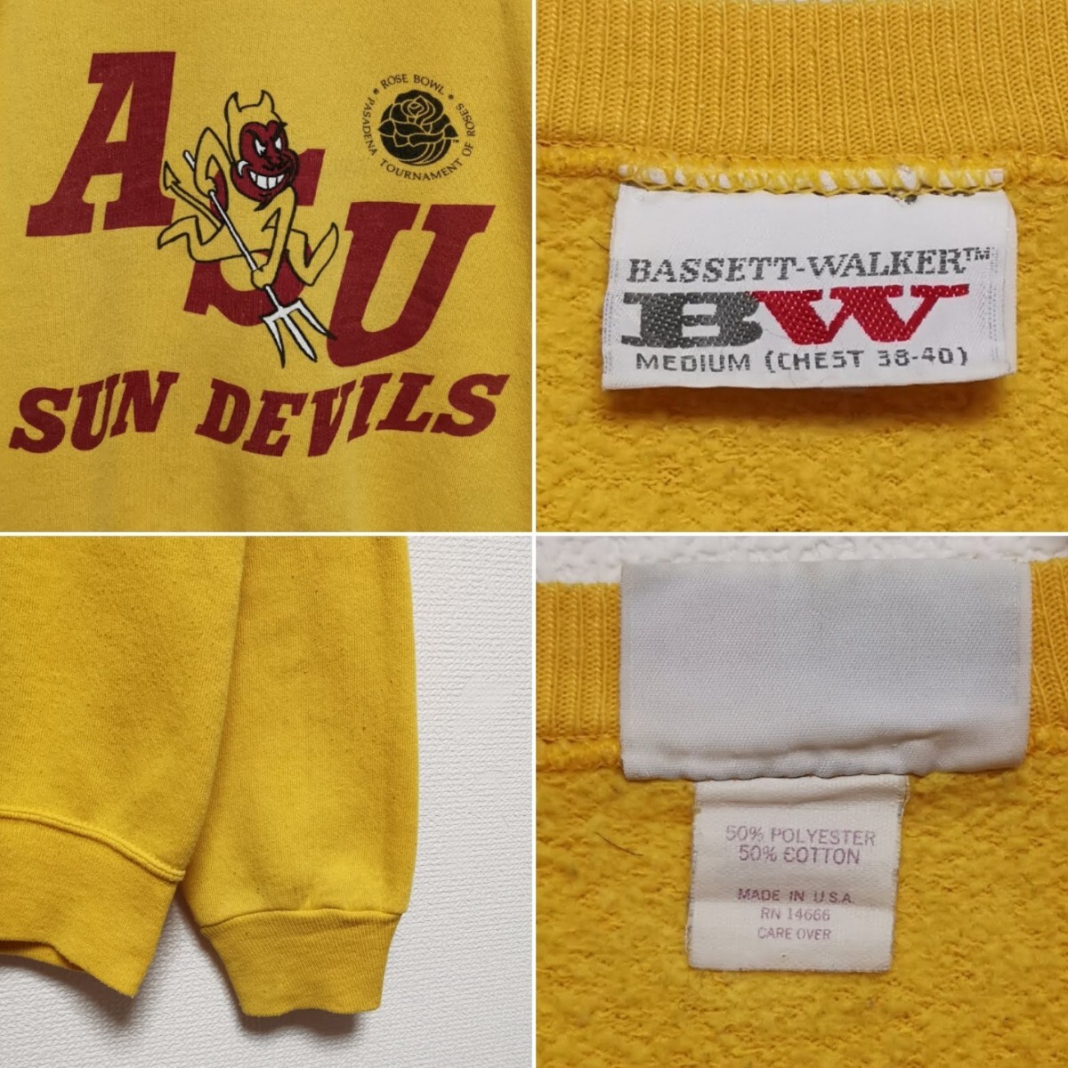即決 M 80s Arizona State Sun Devils BASSETT WALKER ラグラン 即決 M 80s Arizona State Sun Devils BASSETT WALKER ラグラン