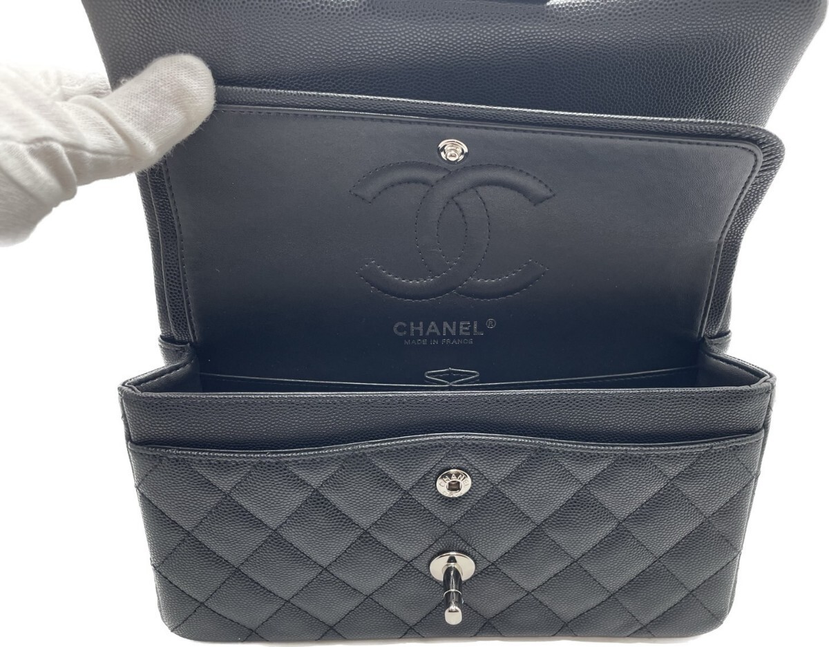 シャネル CHANEL ブラック ショルダーバッグ キャビアスキン 中古 管理番号240025の画像6