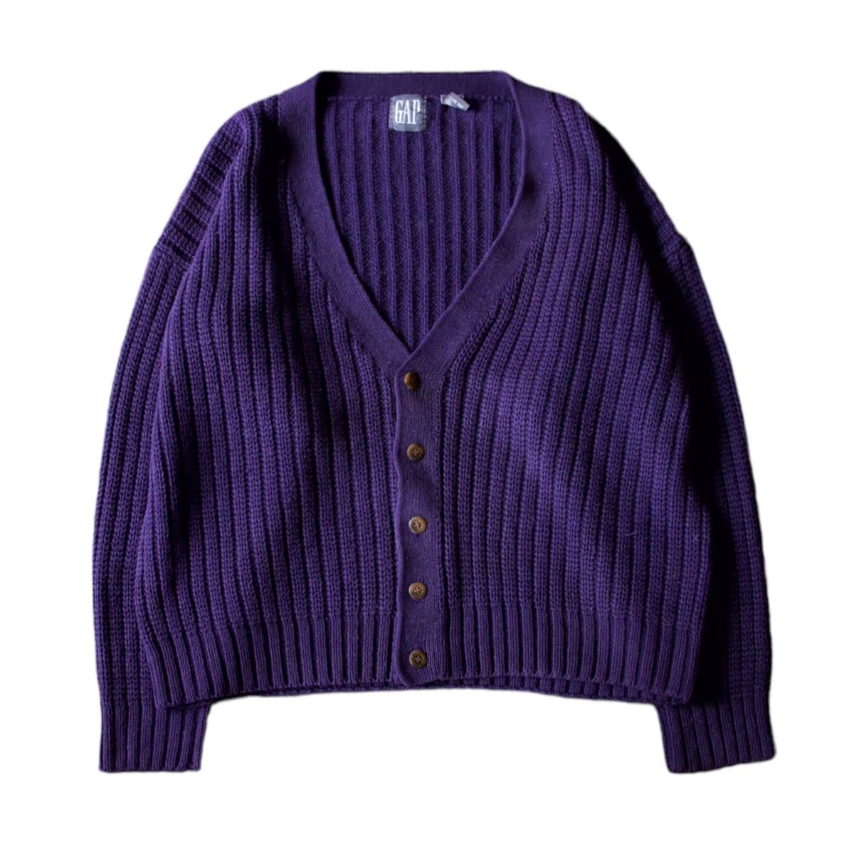 80s vintage "GAP" cotton & ramie loose knit cardigan 