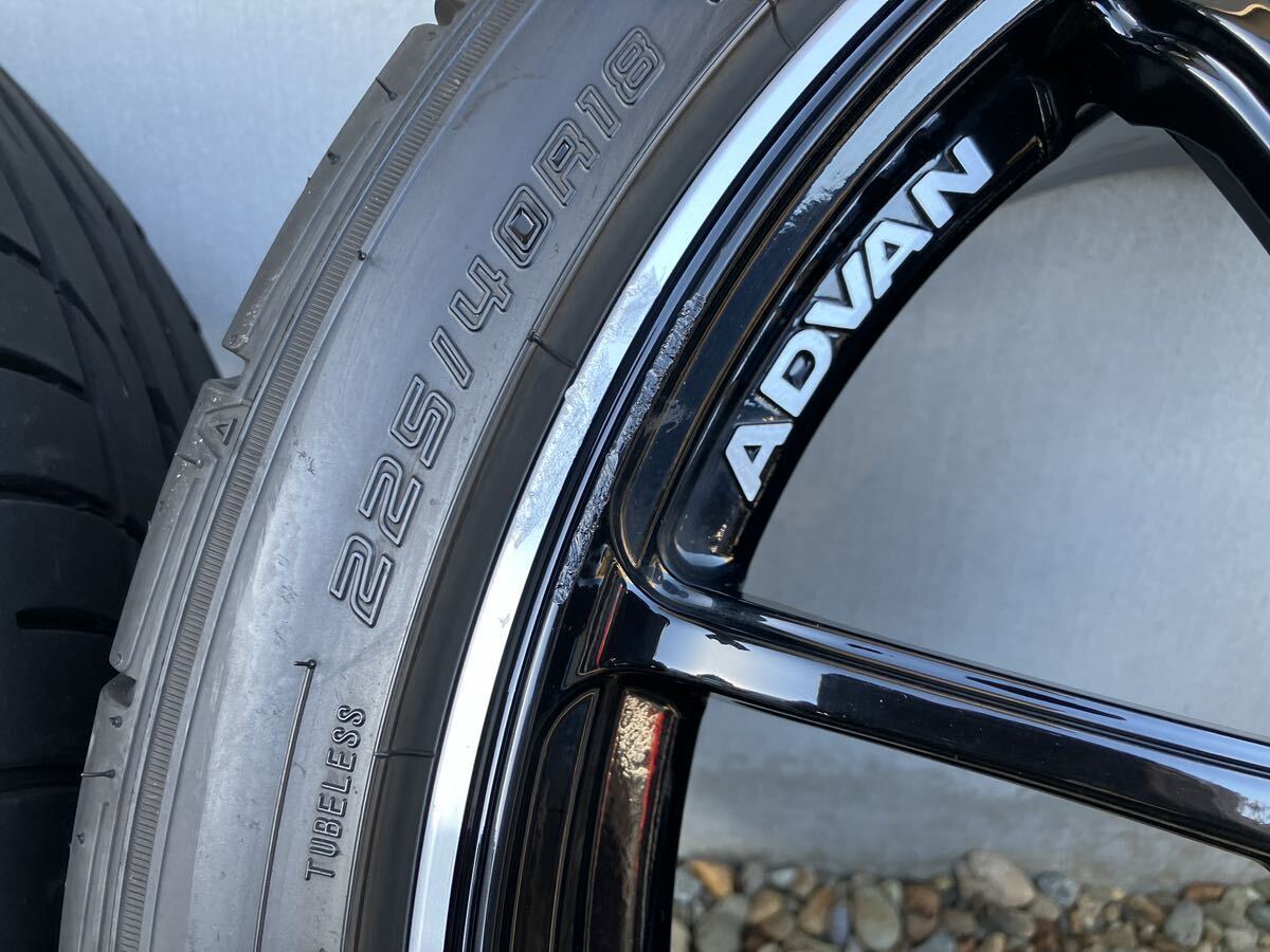 ADVAN RZ2F 18インチ 7.5j +50 PCD100-5Hグロスブラック/DUNLOP DIREZZA ディレッツァ DZ102 225 40 R18 22年製 9部山 軽量アルミの画像6