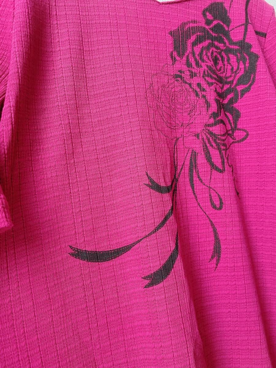 【新品】半袖　M ピンク　薔薇　Tシャツ　L トップス