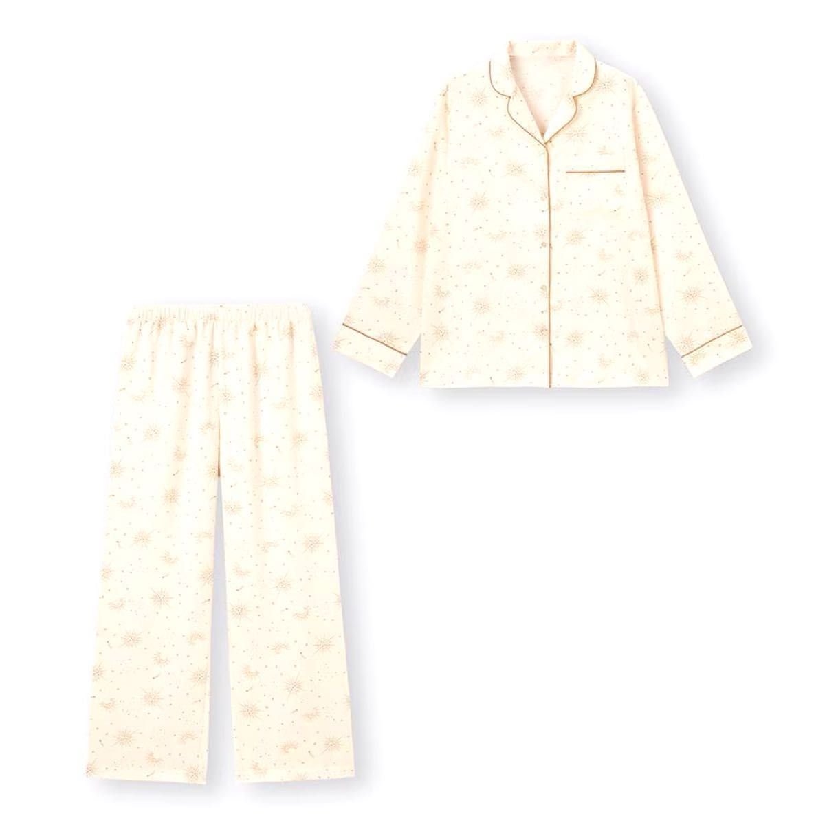GU サテンパジャマ(長袖&ロングパンツ)(サンアンドムーン) XSサイズ