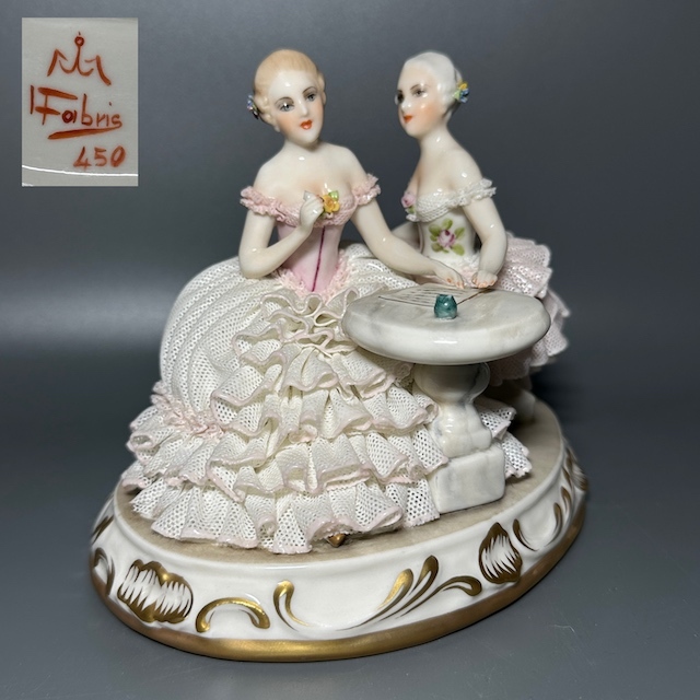 Luigi Fabris　ルイージ・ファブリス　レースドール　レース人形　彩色陶器人形　人形　陶器人形　西洋磁器　精密細工　女性_画像1