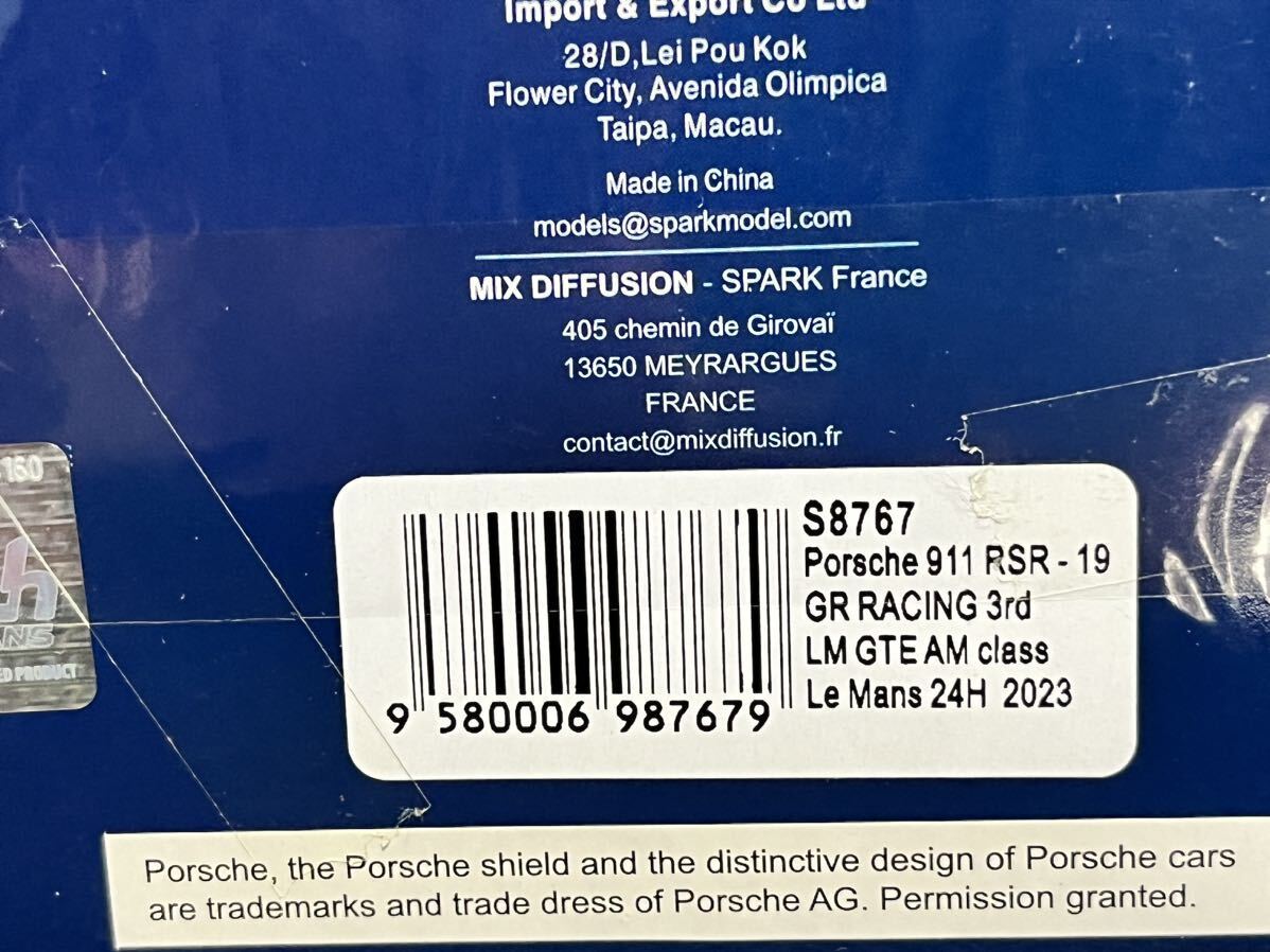 Spark 1/43 Porsche 911RSR #86 M.Wainwright_B.Barker_R.Pera - 19 - GR RACING 3rd LM GTEAM class Le Mans 24H 2023 S8767の画像8