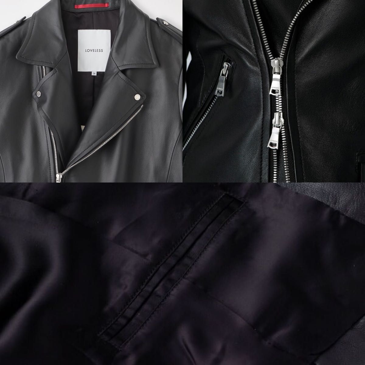 LOVELESS ブラックレザーダブルライダース Lサイズ 羊革 LOVELESS ブラックレザーダブルライダース Lサイズ 羊革