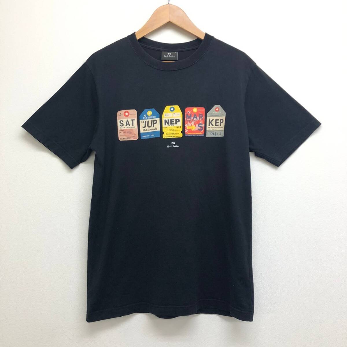 □PS Paul Smith 半袖Tシャツ M 黒 ポールスミス メンズ 212558 Planet Ticket 複数落札同梱OK B240301-4●_画像1