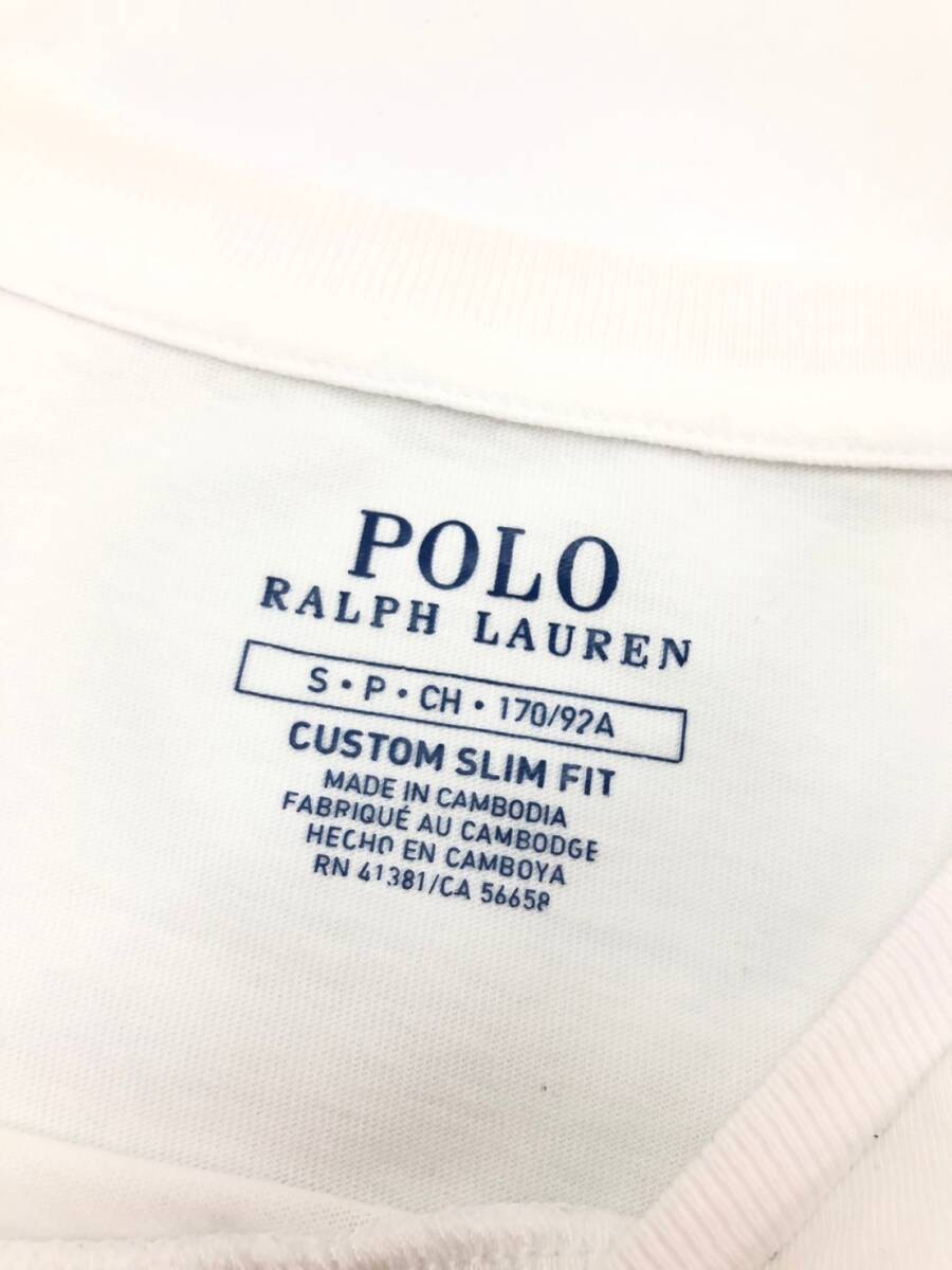 □美品□POLO RALPH LAUREN 半袖Tシャツ S(170/92A) 白 ポロラルフローレン メンズ 綿100％ ロゴ刺繍 複数落札同梱OK B240301-6●_画像3