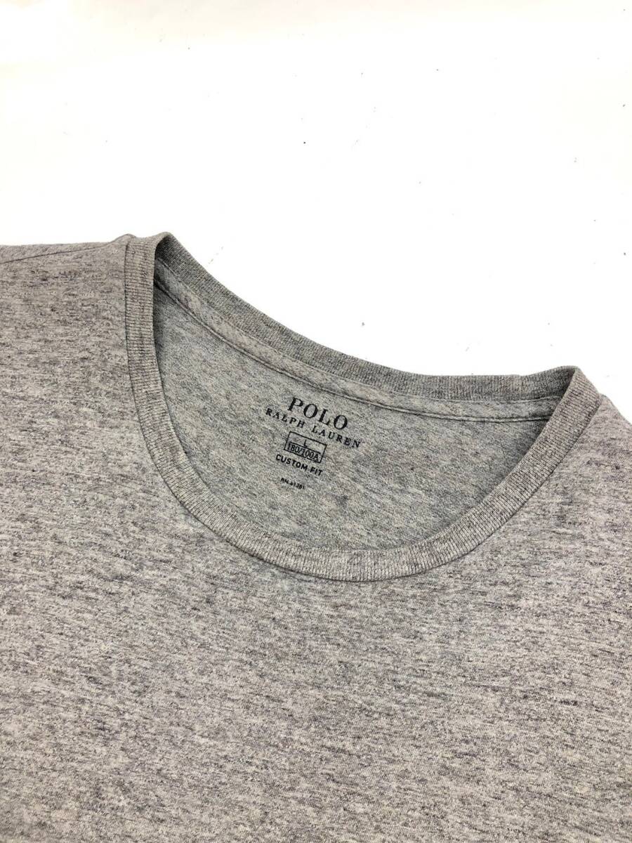 □POLO RALPH LAUREN 半袖Tシャツ L(180/100A) 灰 ポロラルフローレン メンズ ロゴ刺 綿100％ 丸首 複数落札同梱OK B240328-3●_画像6