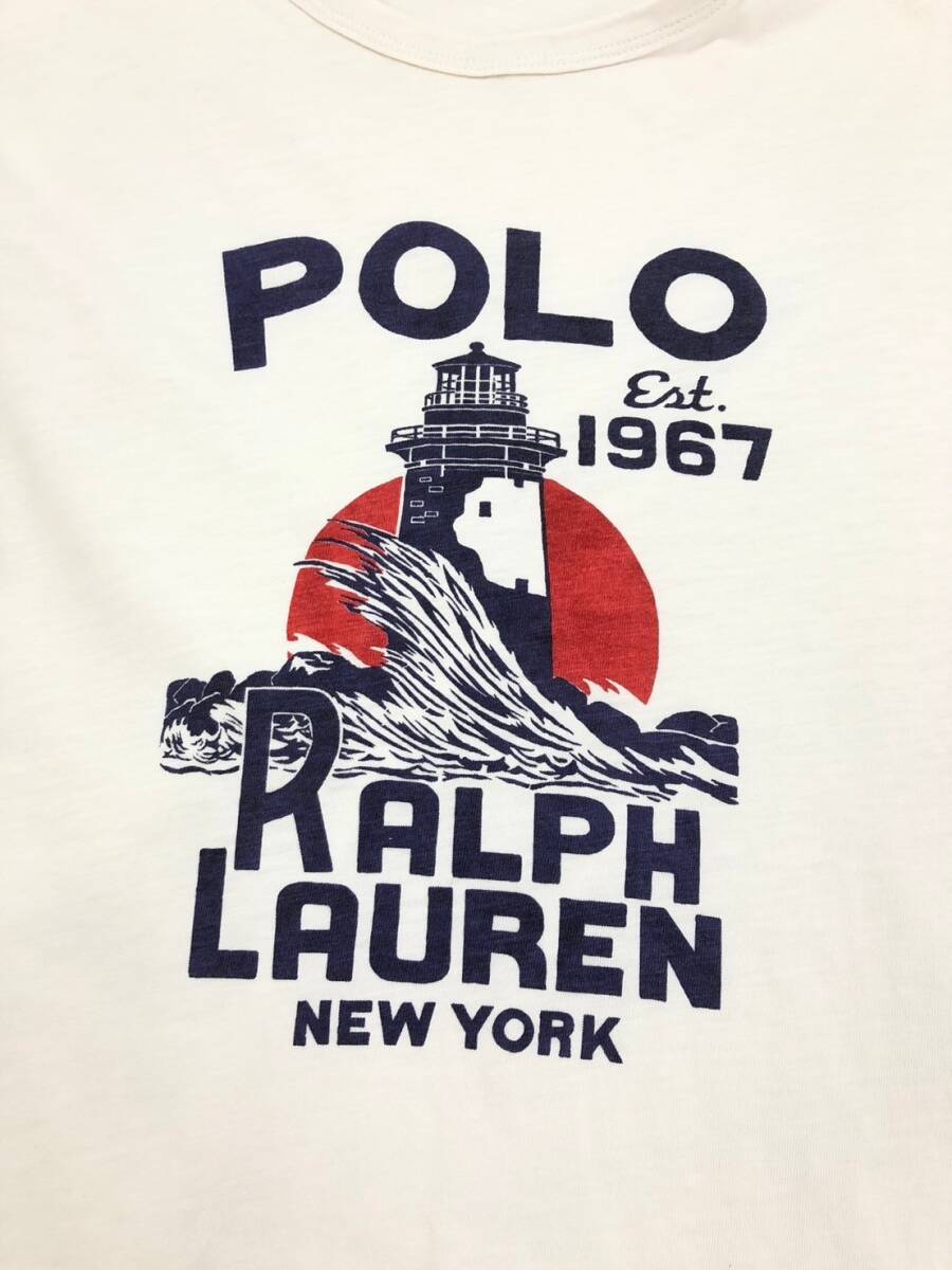 □POLO RALPH LAUREN 半袖Tシャツ L(180/100A) 白 ポロラルフローレン メンズ プリント 綿100％ 複数落札同梱OK B240328-4●_画像5