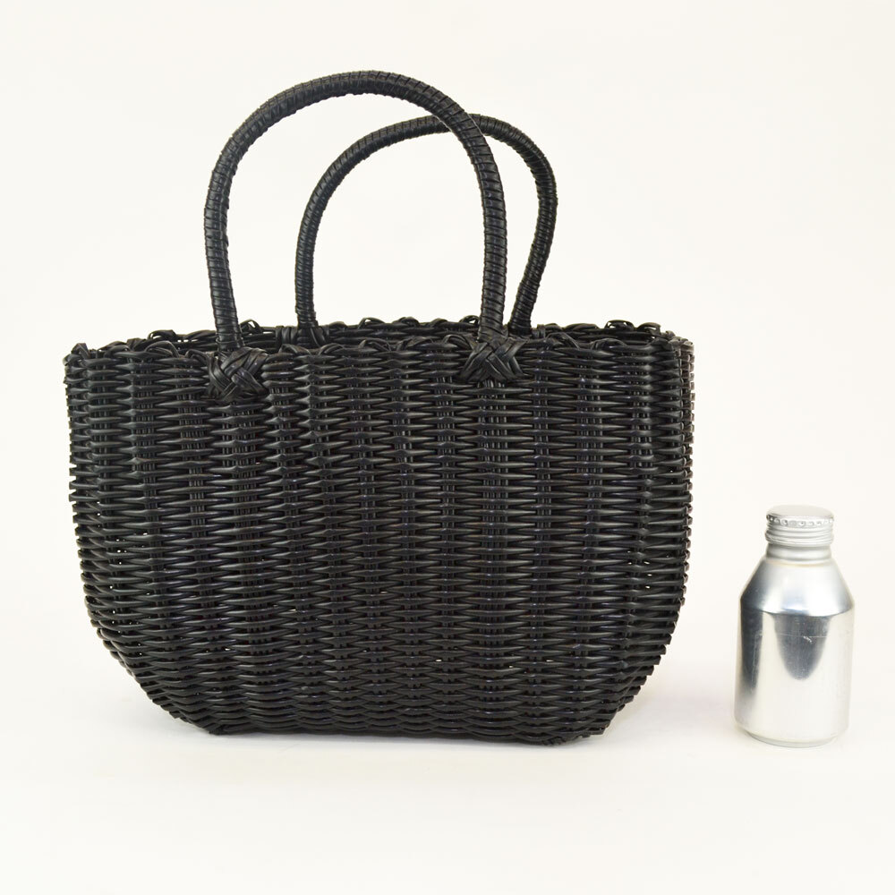PP bag middle size black vinyl basket bag 