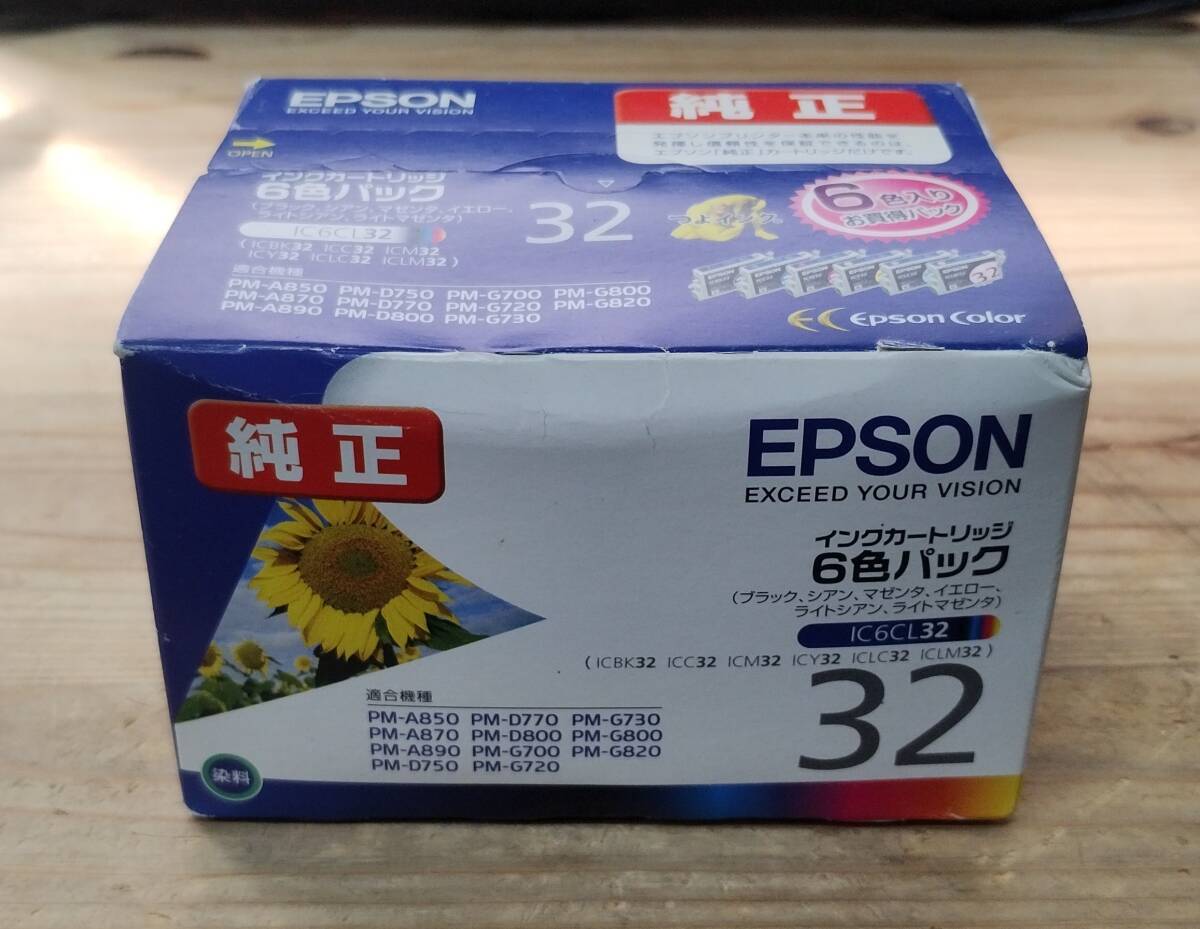 ●未使用保管品●　EPSON　エプソン　純正　インクカートリッジ　6色パック　IC6CL32　使用期限切れ　ジャンク　現状渡し_画像1