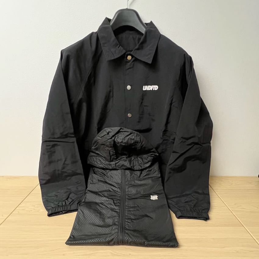 良品★2点セット UNDEFEATED コーチジャケット ジップパーカー US Sサイズ ブラック 黒 _画像1