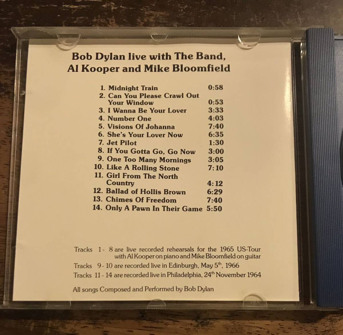 Bob Dylan / Live with The Band, Al Kooper and Mike Bloomfield / 1CD / pressed CD / Studio Outtakes, Sessions Rare Live Tracks / ボ_画像3