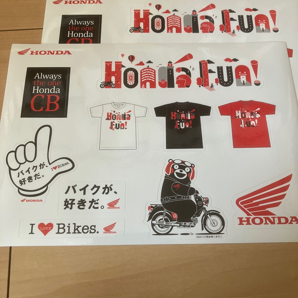 5枚 ホンダ バイク ステッカー 非売品 2020年 Honda Fun バイクが好きだ！ 25.7cm x 18.2cm