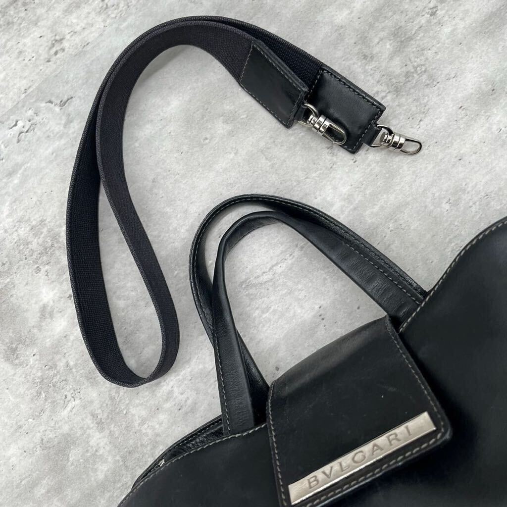 【A4収納/極美品】1円 BVLGARI ブルガリ ショルダーバッグ トート ハンド 2way レザー メンズ ビジネス 斜め掛け 肩掛け 2室 ブラックの画像7