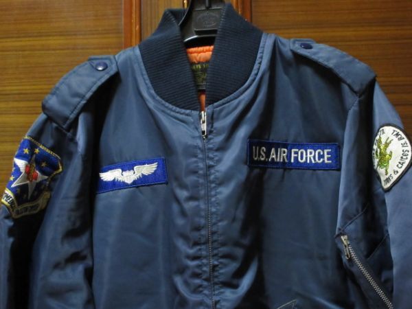 80s 90s Vintage L2-A L2A navy blue reissue nylon flight jacket # L2B MA1 B15