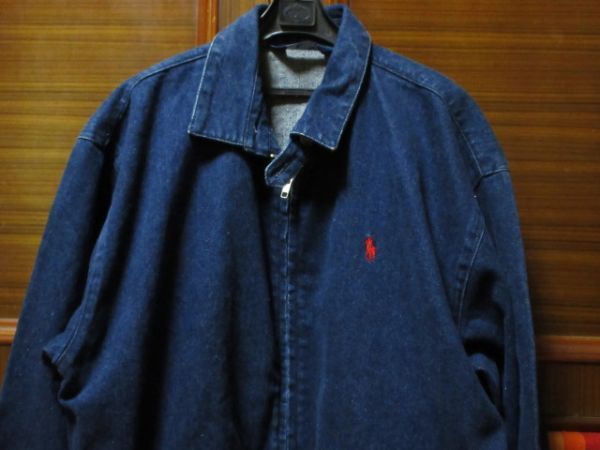 濃紺 希少 90s ビンテージ RALPH LAUREN デニム スイングトップ ジャケット ■ ラルフローレン ■ 80s フライト ハンティング カバーオール_画像2