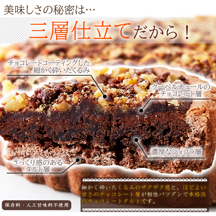 チョコくるみタルト チョコレートタルト クーベルチュールチョコレート ガトーショコラ スイーツ 洋菓子 5号 〔ネコポス出荷〕_画像4