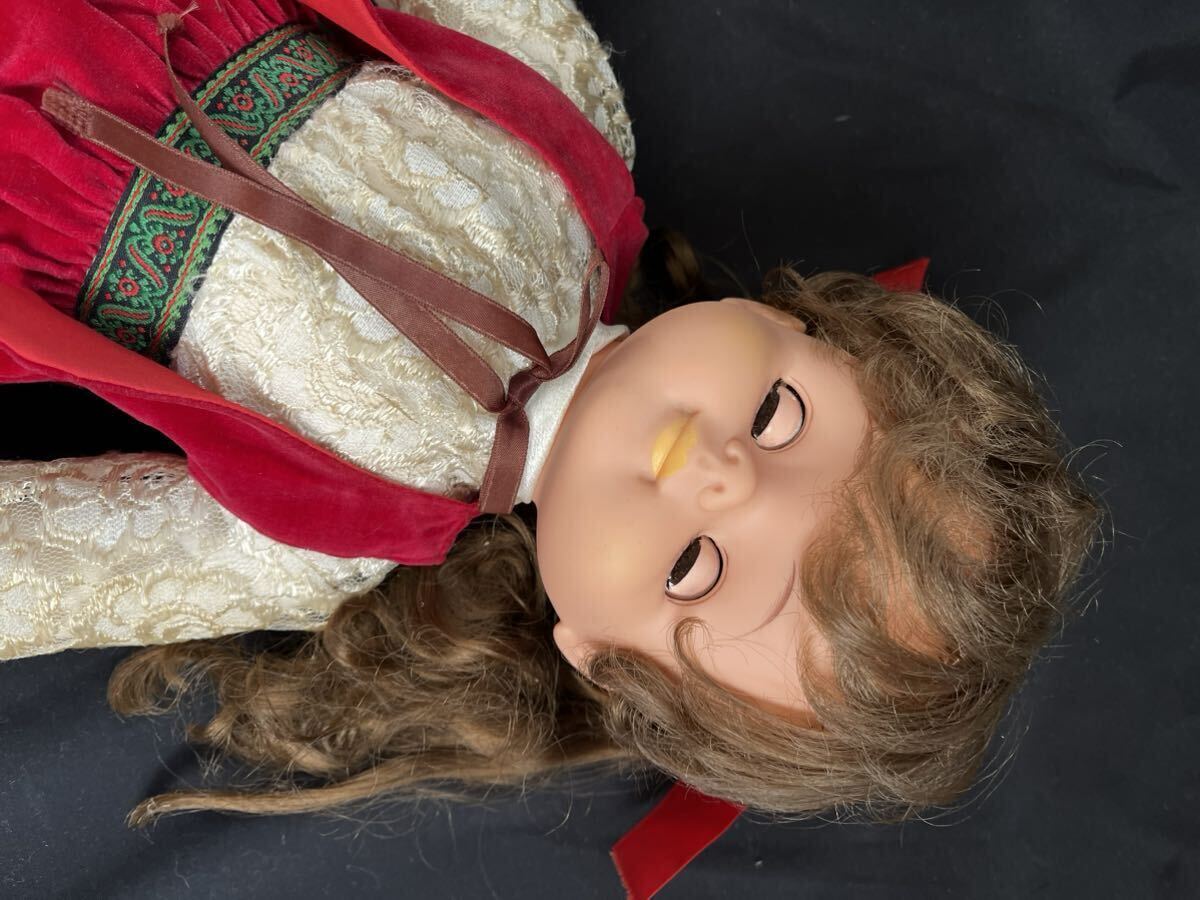 アンティーク ドール レトロ 女の子 オオイケ エミール タグ付き 赤いドレス スリーピングアイ人形 ビスクドール 抱き人形 当時物 の画像10