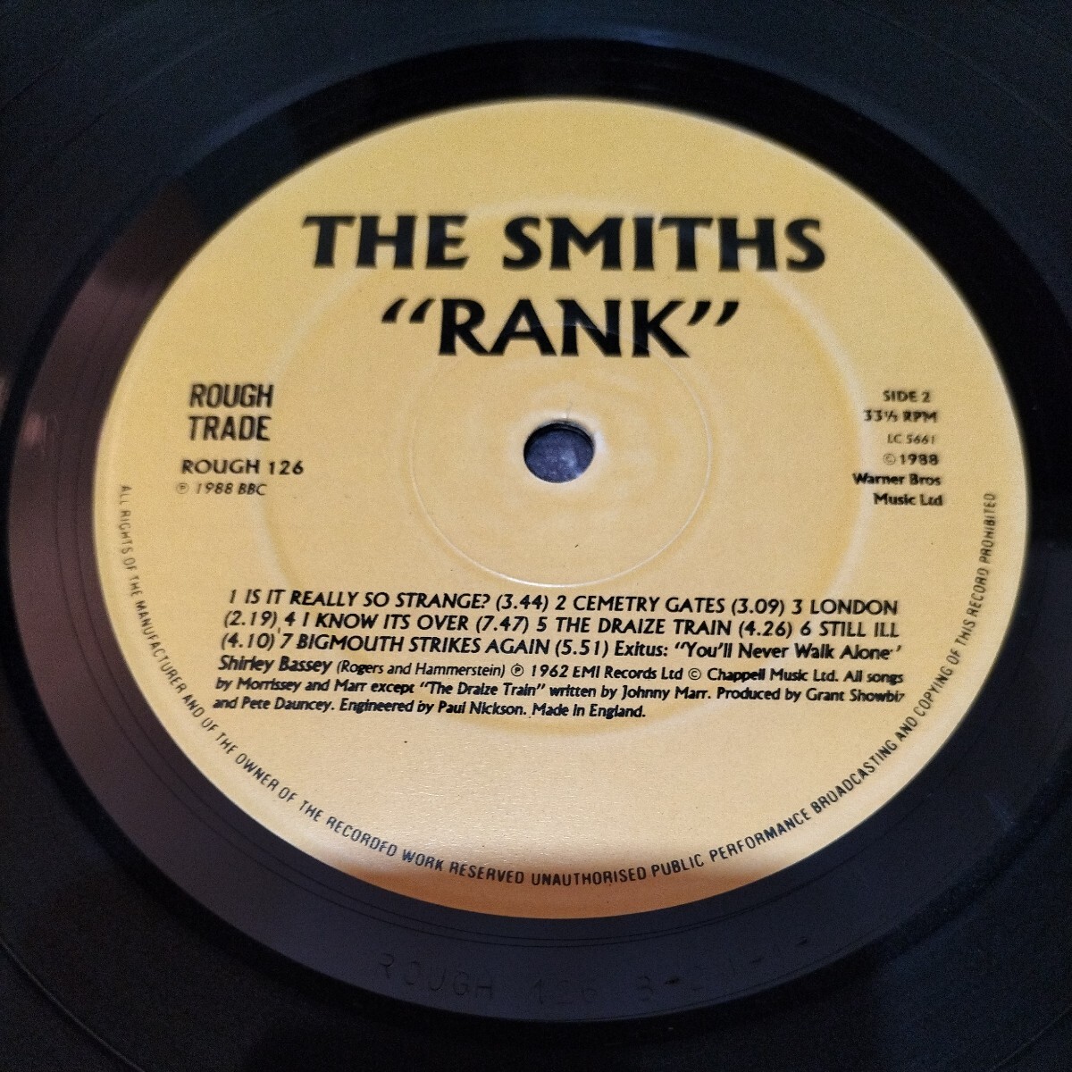 THE SMITHS　輸入盤中古レコード　RANK　Rough Trade盤　ザ・スミス　ライブ　LP_画像6