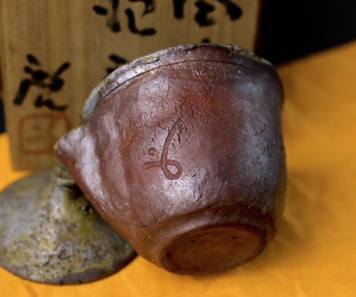  Bizen . human national treasure Fujiwara . hand structure . bin . bin . tea utensils . bin small teapot Bizen era thing 