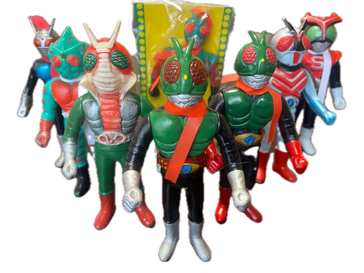 ポピー 仮面ライダー ソフビ 当時物 8体セット 約11cm 希少品 ポピー 仮面ライダー ソフビ 当時物 8体セット 約11cm 希少品
