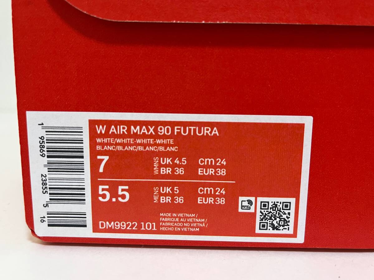 【送料無料】【新品】24cm　Nike WMNS Air Max 90 Futura TripleWhite ナイキ ウィメンズ エアマックス90 フューチュラ トリプルホワイト