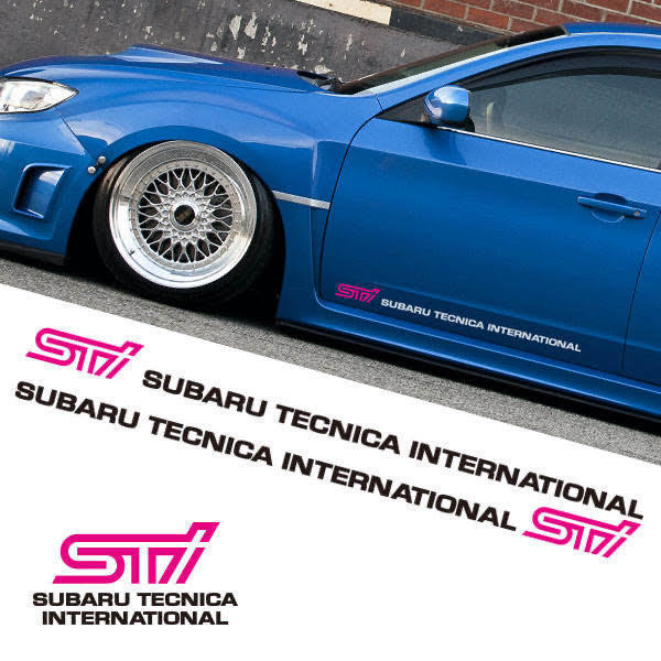 ☆STI SUBARU 大型サイドロゴステッカー　赤/黒文字　１０００ｍｍ インプレッサ　スバル　BZ-R_画像1